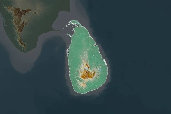 Kształt Sri Lanki Oddzielony Desaturacją Sąsiednich Obszarów Granice Mapa Pomocy — Zdjęcie stockowe