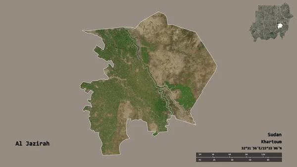 Forma Jazirah Estado Sudán Con Capital Aislada Sobre Fondo Sólido — Foto de Stock