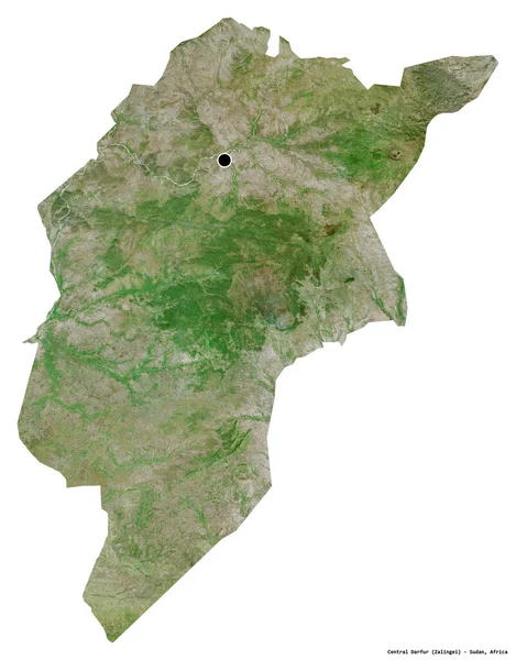 苏丹州中达尔富尔州的形状 其首都被白色背景隔离 卫星图像 3D渲染 — 图库照片