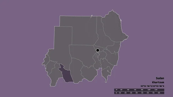 Forma Dessaturada Sudão Com Sua Capital Principal Divisão Regional Área — Fotografia de Stock