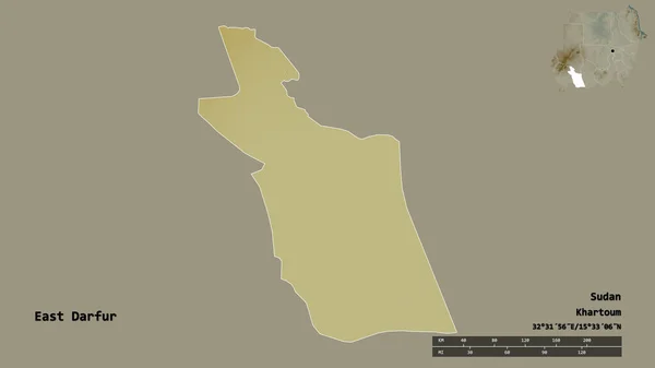 Форма Восточного Дарфура Штат Судан Столицей Изолированной Прочном Фоне Дистанционный — стоковое фото