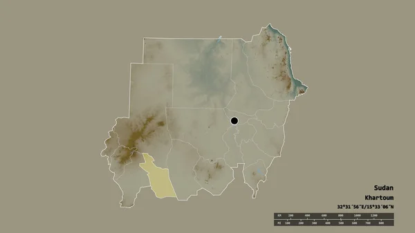 Forma Desnaturalizada Sudán Con Capital División Regional Principal Zona Separada — Foto de Stock