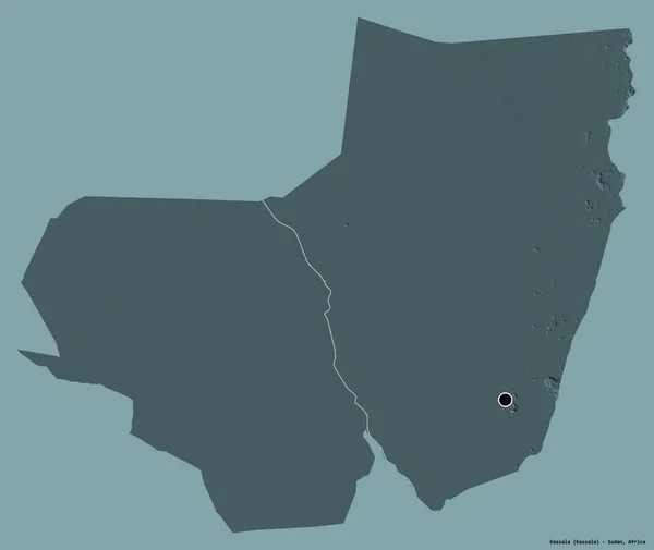 Form Kassala Delstaten Sudan Med Sin Huvudstad Isolerad Solid Färg — Stockfoto