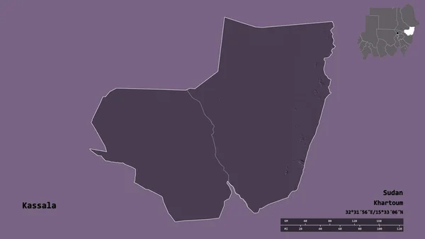 Форма Кассала Штат Судан Своєю Столицею Ізольованою Твердому Тлі Масштаб — стокове фото