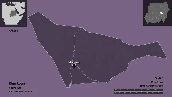 Gestalt Von Khartum Dem Staat Sudan Und Seiner Hauptstadt Entfernungsskala — Stockfoto