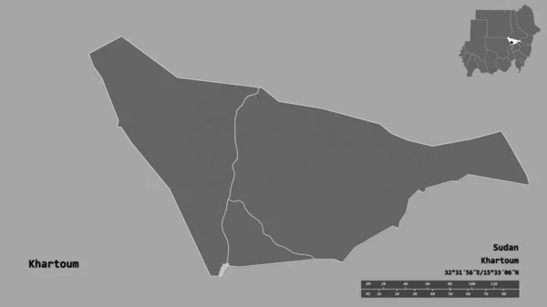 Forma Jartum Estado Sudán Con Capital Aislada Sobre Fondo Sólido — Foto de Stock