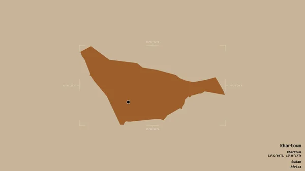 Територія Хартум Штат Судан Ізольована Твердому Тлі Геодезичному Обмежувальному Ящику — стокове фото