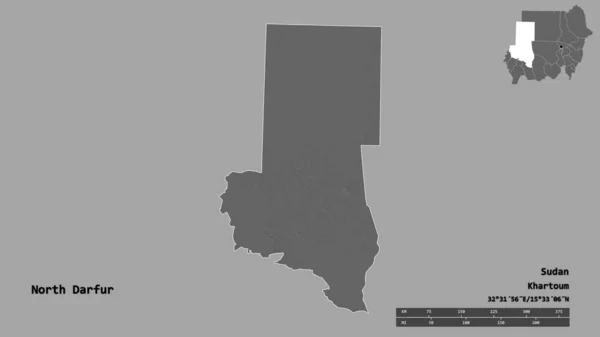 Σχήμα Του Βόρειου Νταρφούρ Κράτος Του Σουδάν Κεφάλαιό Του Απομονωμένο — Φωτογραφία Αρχείου