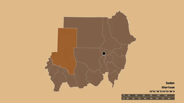 Die Ungesättigte Form Des Sudan Mit Seiner Hauptstadt Der Wichtigsten — Stockfoto