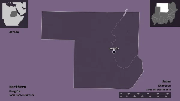 Forme Nord État Soudan Capitale Échelle Distance Aperçus Étiquettes Carte — Photo