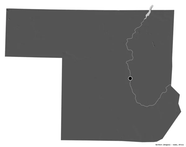 Форма Севера Штат Судан Столицей Изолированной Белом Фоне Карта Рельефа — стоковое фото