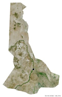 Sudan Eyaleti 'nin başkenti Nil Nehri' nin beyaz arka planda izole edilmiş hali. Uydu görüntüleri. 3B görüntüleme