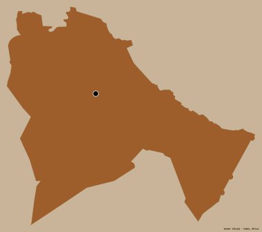Sudan eyaleti Sennar 'ın şekli, başkenti katı renk arkaplanı ile izole edilmiş. Desenli dokuların bileşimi. 3B görüntüleme