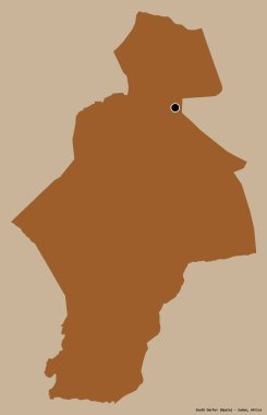 Güney Darfur 'un şekli, Sudan eyaleti, başkenti katı renk arka planında izole edilmiş. Desenli dokuların bileşimi. 3B görüntüleme