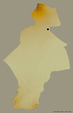 Güney Darfur 'un şekli, Sudan eyaleti, başkenti katı renk arka planında izole edilmiş. Topografik yardım haritası. 3B görüntüleme