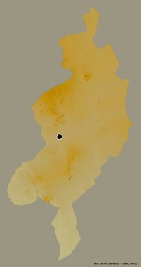Batı Darfur 'un şekli, Sudan eyaleti, başkenti katı renk arkaplanı ile izole edilmiştir. Topografik yardım haritası. 3B görüntüleme