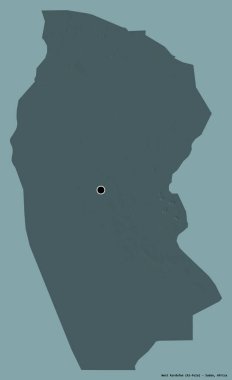 Batı Kurdufan 'ın şekli, Sudan eyaleti, başkenti katı renk arka planında izole edilmiş. Renkli yükseklik haritası. 3B görüntüleme