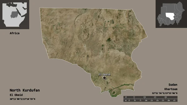 Форма Северного Курдуфана Судана Столицы Шкала Расстояний Предварительные Просмотры Метки — стоковое фото