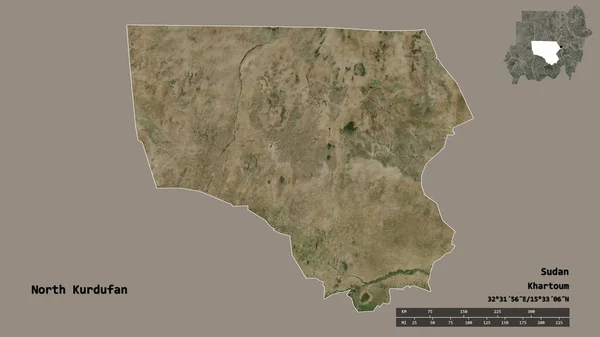 Forma Del Nord Kurdufan Stato Del Sudan Con Sua Capitale — Foto Stock