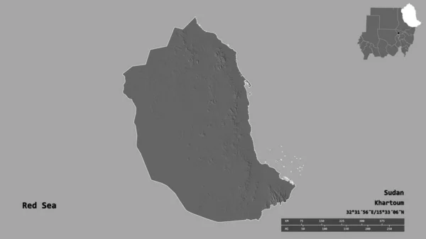 Vörös Tenger Alakja Szudán Állam Fővárosát Szilárd Háttérrel Elszigetelve Távolsági — Stock Fotó