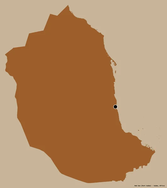 苏丹的红海形状 其首都被隔离在一个坚实的色彩背景上 图形纹理的组成 3D渲染 — 图库照片