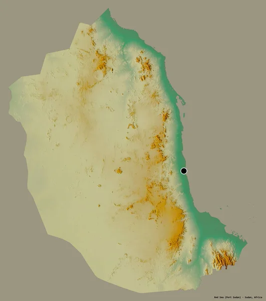 Forma Del Mar Rojo Estado Sudán Con Capital Aislada Sobre — Foto de Stock