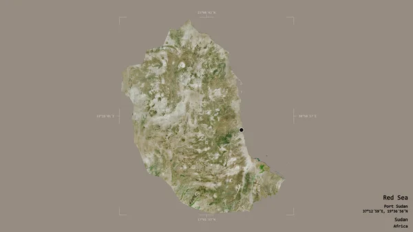 苏丹国红海地区 在一个地理参照框的坚实背景上被隔离 卫星图像 3D渲染 — 图库照片