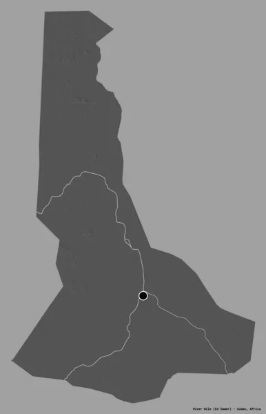 Forma Del Río Nilo Estado Sudán Con Capital Aislada Sobre —  Fotos de Stock