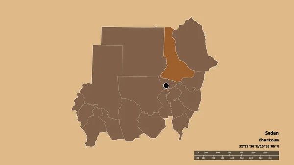 Forma Desnaturalizada Sudán Con Capital División Regional Principal Zona Separada —  Fotos de Stock