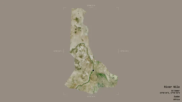 苏丹尼罗州的一个地区 在一个地理参照框的坚实背景下被隔离 卫星图像 3D渲染 — 图库照片