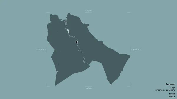 Sennar Területe Szudán Állam Szilárd Háttérrel Elszigetelve Egy Georeferált Határoló — Stock Fotó