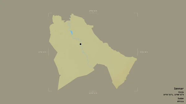 Sennar Bölgesi Sudan Eyaleti Jeoreferatlı Bir Sınır Kutusunda Sağlam Bir — Stok fotoğraf