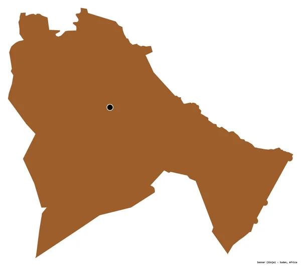 Sudan Eyaleti Sennar Şekli Başkenti Beyaz Arka Planda Izole Edilmiş — Stok fotoğraf