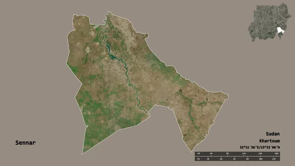Tvar Sennara Státu Súdán Jeho Hlavním Městem Izolovaným Pevném Pozadí — Stock fotografie