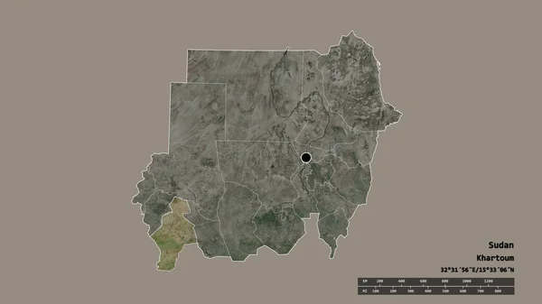 Forme Désaturée Soudan Avec Capitale Principale Division Régionale Région Séparée — Photo