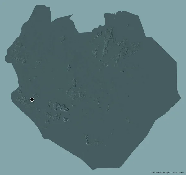Forma Kurdufan Del Sur Estado Sudán Con Capital Aislada Sobre — Foto de Stock