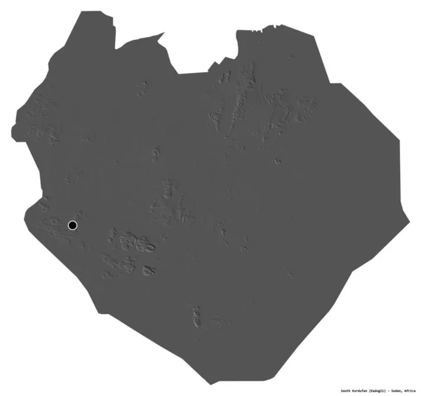 Forma Kurdufan Sul Estado Sudão Com Sua Capital Isolada Fundo — Fotografia de Stock