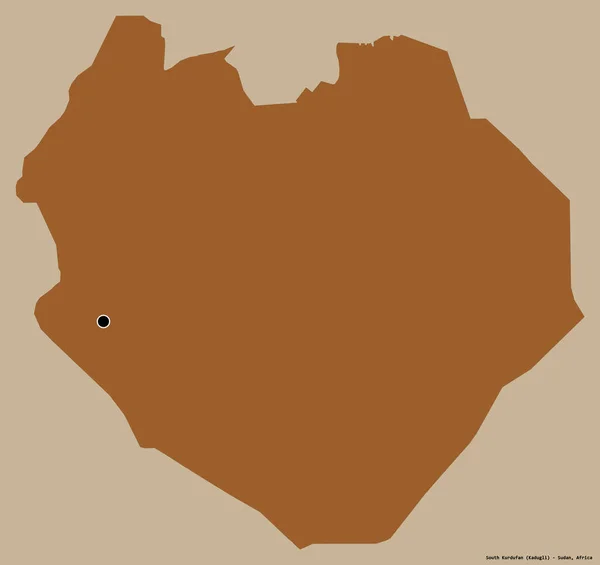 Форма Південного Курдуфана Штат Судан Своєю Столицею Ізольованою Суцільному Кольоровому — стокове фото