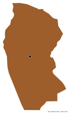 Batı Kurdufan, Sudan eyaleti, başkenti beyaz arka planda izole edilmiştir. Desenli dokuların bileşimi. 3B görüntüleme