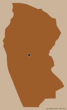 Batı Kurdufan 'ın şekli, Sudan eyaleti, başkenti katı renk arka planında izole edilmiş. Desenli dokuların bileşimi. 3B görüntüleme