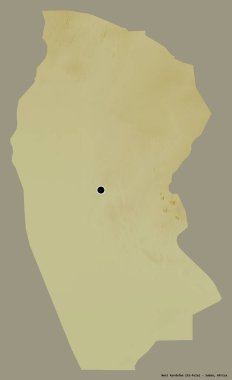 Batı Kurdufan 'ın şekli, Sudan eyaleti, başkenti katı renk arka planında izole edilmiş. Topografik yardım haritası. 3B görüntüleme