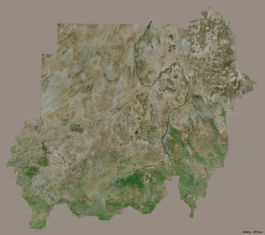 Başkenti koyu renk arkaplan üzerine izole edilmiş Sudan 'ın şekli. Uydu görüntüleri. 3B görüntüleme