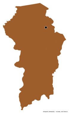 Surinam 'ın Brokopondo ilçesi, başkenti beyaz arka planda izole edilmiş. Desenli dokuların bileşimi. 3B görüntüleme