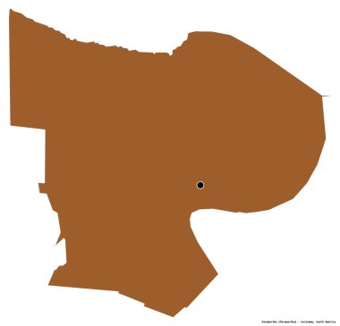 Surinam 'ın Paramaribo ilçesi, başkenti beyaz arka planda izole edilmiş. Desenli dokuların bileşimi. 3B görüntüleme