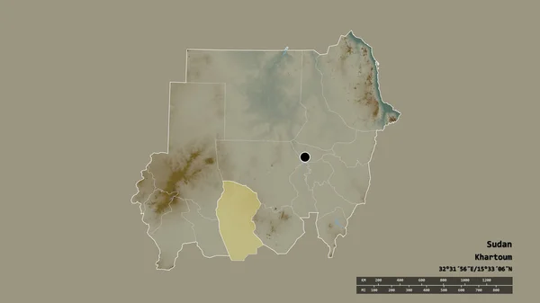Forma Dessaturada Sudão Com Sua Capital Principal Divisão Regional Área — Fotografia de Stock