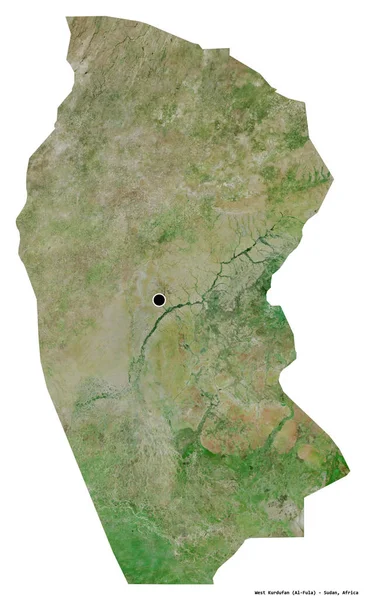 Forma Kurdufan Ocidental Estado Sudão Com Sua Capital Isolada Fundo — Fotografia de Stock