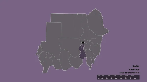 Обесцвеченная Форма Судана Столицей Главным Региональным Разделением Разделенной Зоной Белого — стоковое фото