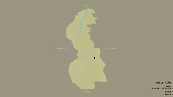 苏丹白尼罗州的一个地区 在一个地理参照框的坚实背景下被隔离 地形浮雕图 3D渲染 — 图库照片