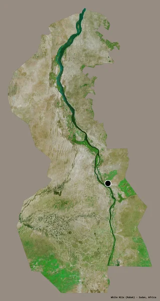 Форма Белого Нила Штат Судан Столицей Изолированы Твердом Цветном Фоне — стоковое фото