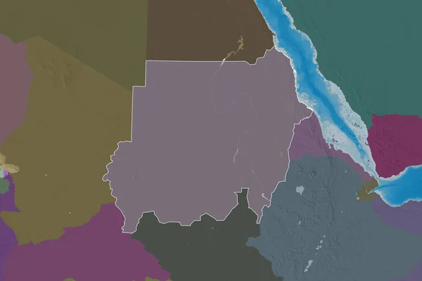 概要スーダンの拡張地域 色の標高マップ 3Dレンダリング — ストック写真